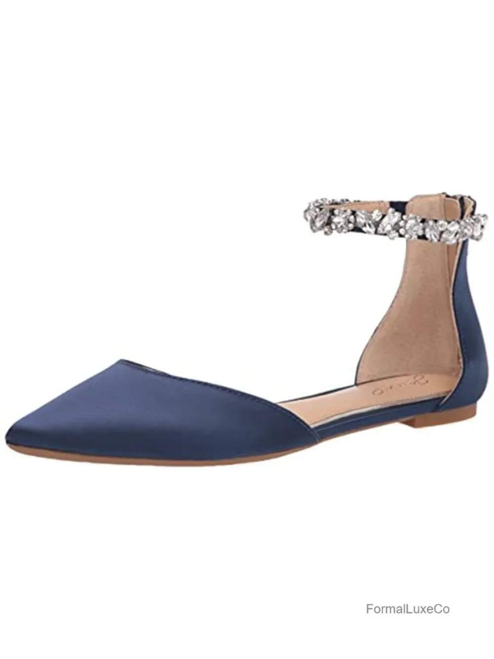 Satin Ballet Flats with Ankle Strap and Padded Insole